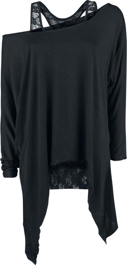 Gothicana by EMP Damen schwarzes Langarmshirt im Doule-Layer-Look L