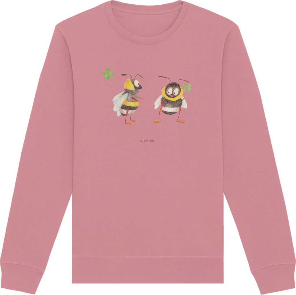 Mr. & Mrs. Panda Baumwoll Pullover Hummeln Kleeblatt Größe XXL - Canyon Pink - Geschenk, Sweatshirt, Biene, Sustainable, Deko, Hummel, Pulli, gl...