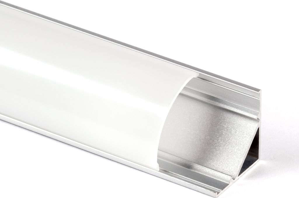 Aluminium Profil 1050 Alu Eck-Schiene Abdeckung Leiste für LED Strips bis B12mm, matt, eckig, Länge 1m, opal weiß