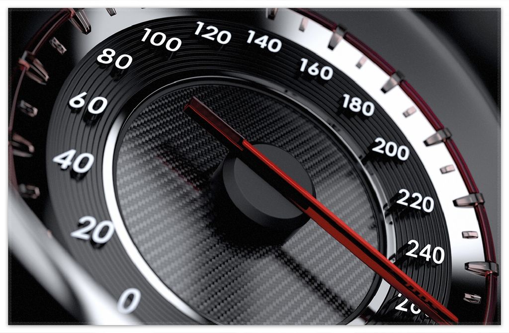Wallario Premium Teppich, Größe 90 x 140 cm, Tachometer bei Höchstgeschwindigkeit