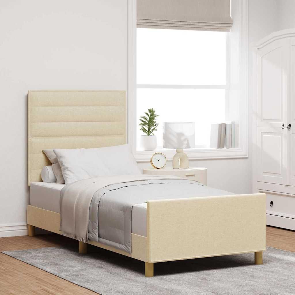 Maison Exclusive - Bettgestell mit Kopfteil Creme 90 x 200 cm Stoff