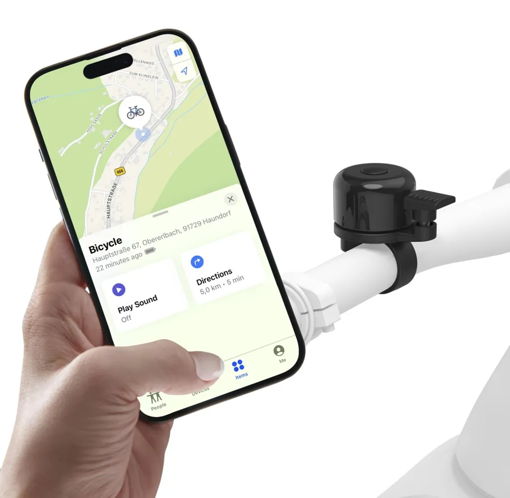 AirBell Pro Sonnette Vélo Ø22mm avec Compartiment Localiser Apple - 9