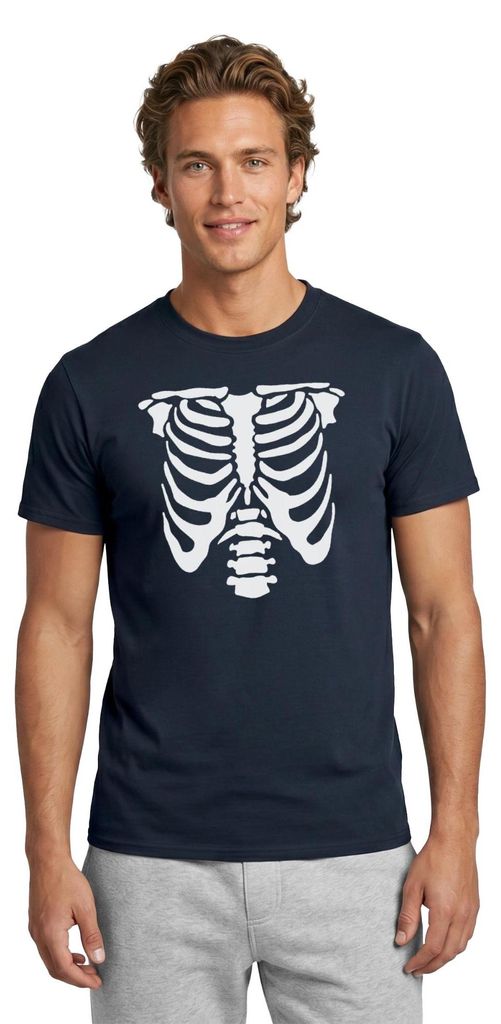 Spreadshirt Halloween Skelett Kostüm Männer T-Shirt, XXL, Navy