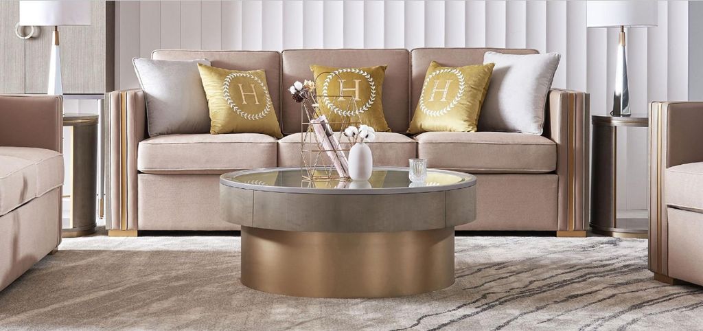 Dreisitzer Design Polster Sitz Textil Sofa 3 Sitzer Möbel Beige Neu Luxus Möbel