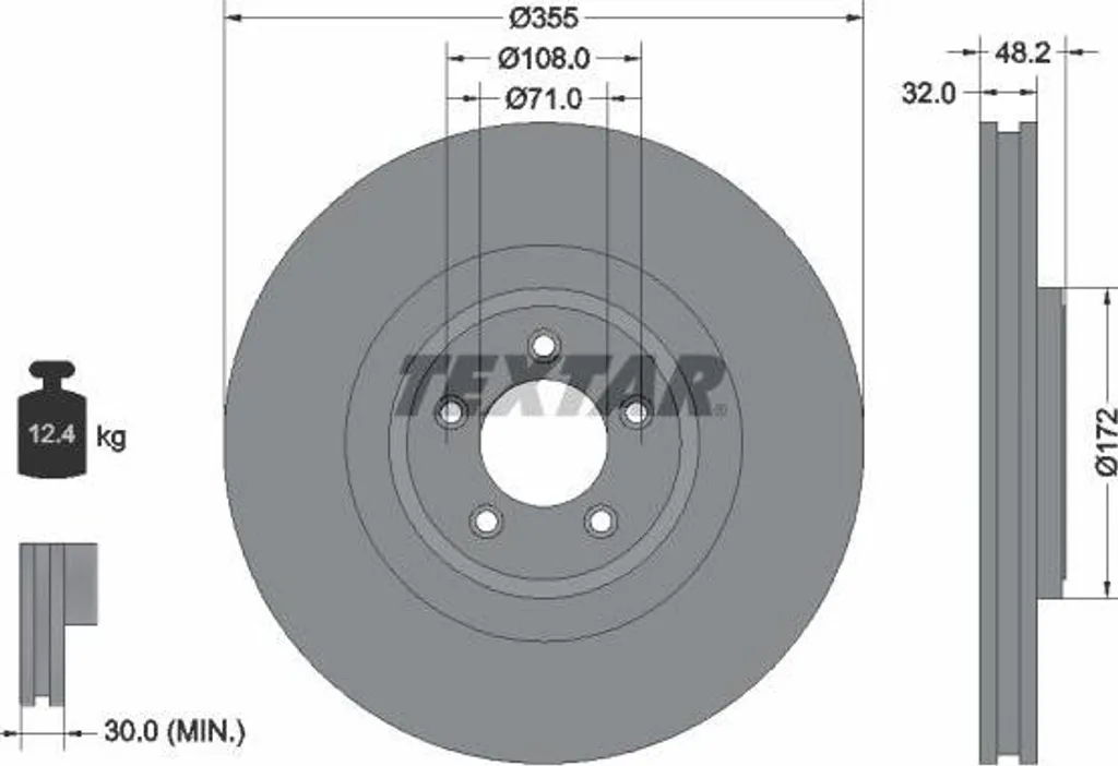 Disque de frein TEXTAR 92186305 pour Jaguar XK XJ XF et S-Type F-Type