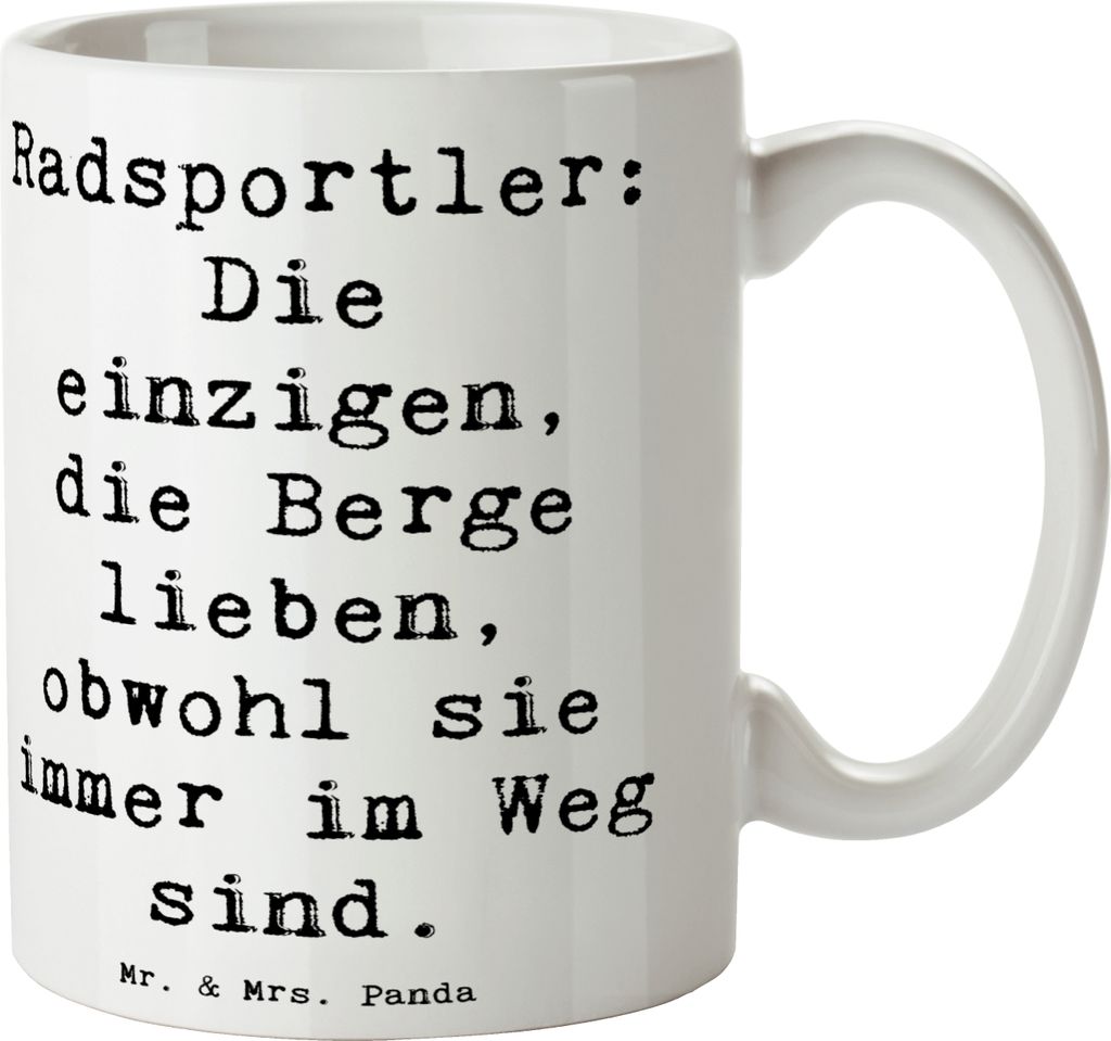 Mr. & Mrs. Panda Kaffeetasse Spruch Radsport Berge - Weiß - Geschenk, Gemeinschaft, Ausdauer, Sportler, Tasse, Pott, Teamsport, Henkelpott, kaffee...