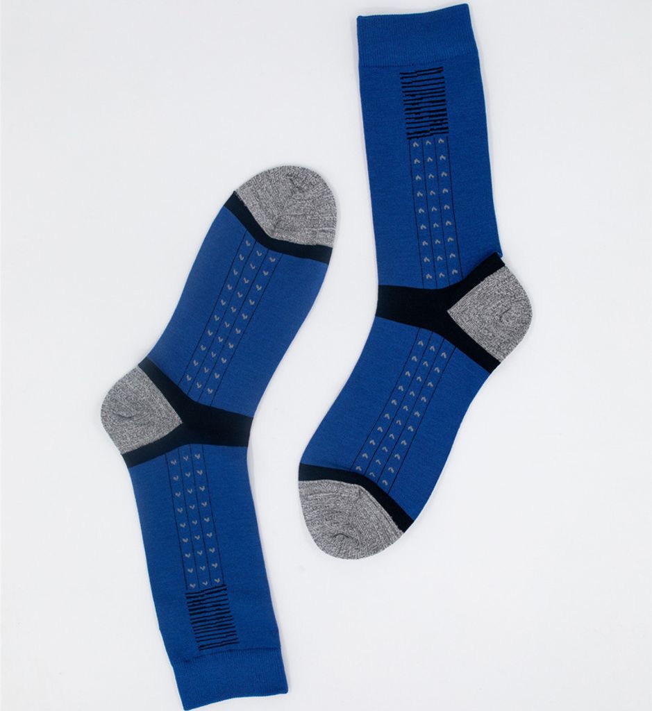 MEGAGROUP 2 Paar Casual Socken Stricksocken Freizeit Größe 43-46 blau und grau