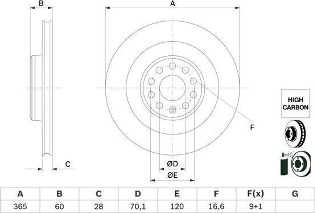 Disque de Frein Ventilé BOSCH 0986479G56 Traité Anti-Corrosion Model S