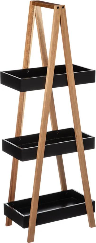 Meuble de rangement salle de bain 3 niveaux - Étagère Baptiste Noire