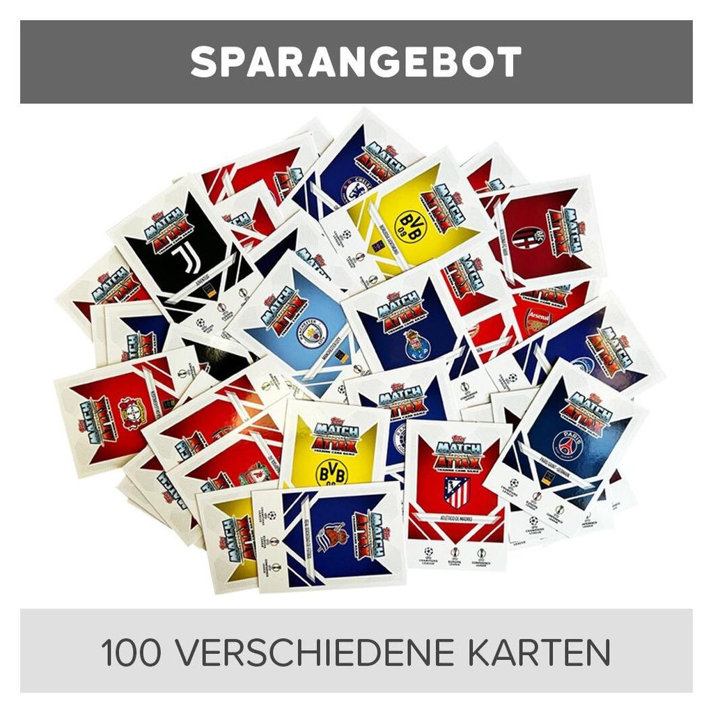 Match Attax Champions League 2024/25 - Trading Cards - 100 verschiedene, zufällige Karten