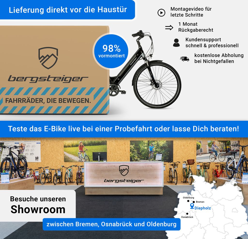 Bergsteiger Hampton 28 Zoll City E-Bike mit 250 Watt Motor, Produktbild 8