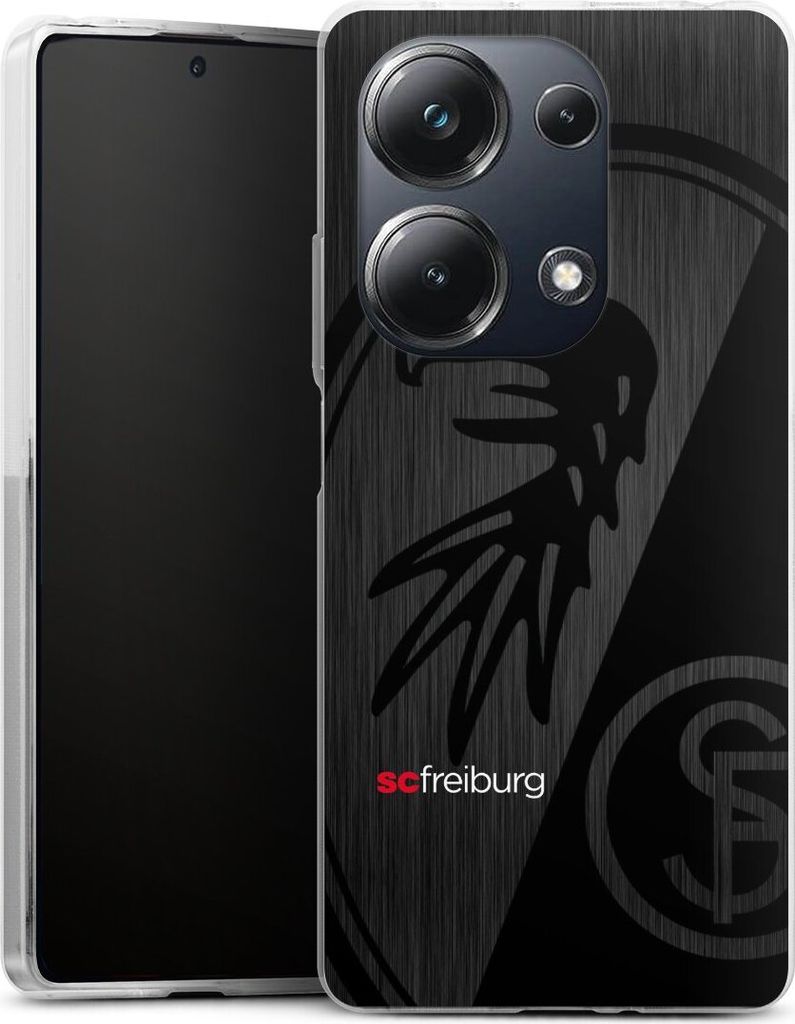 DeinDesign Handyhülle für Xiaomi Poco M6 Pro Silikon Hülle Case Smartphone Schutzhülle Metallic Look Offizielles Lizenzprodukt SC Freiburg