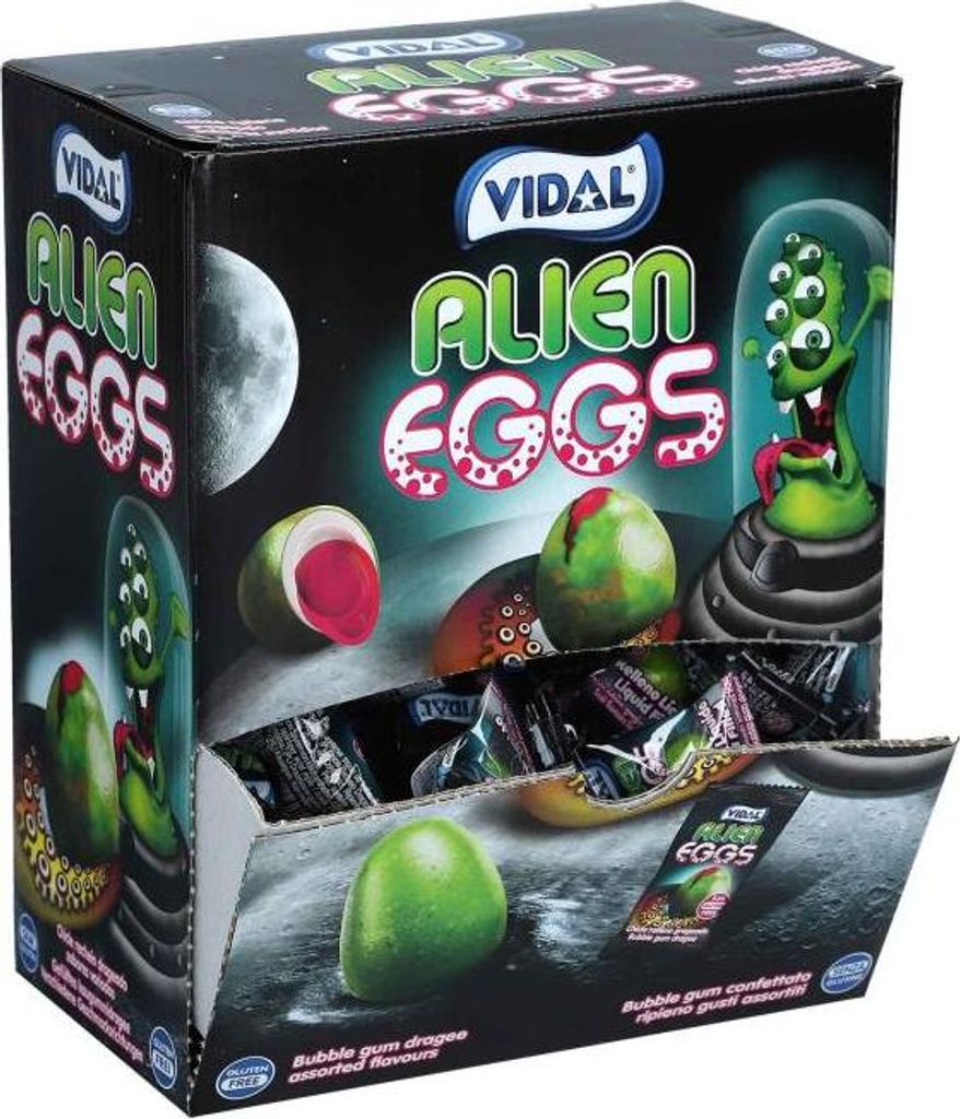 Display Komplett Vidal Alien Eggs Kaugummi 200er Display Produktbild 