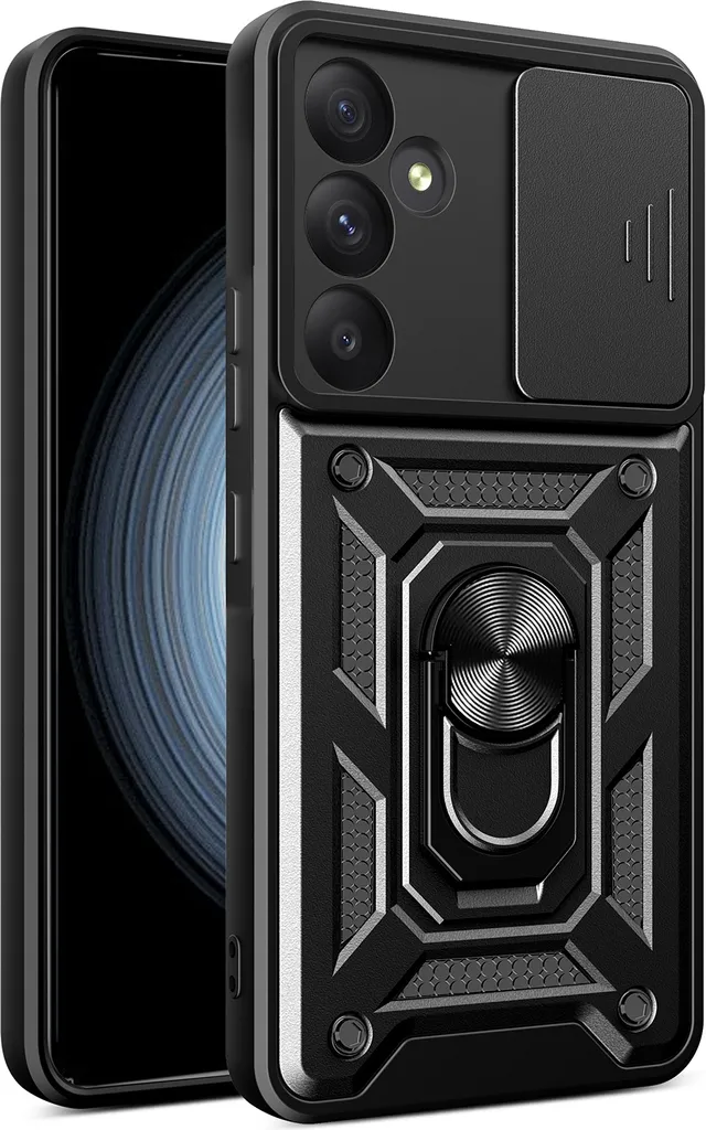 Custodia Samsung Galaxy A55 5G con Anello e Protezione Fotocamera Nero
