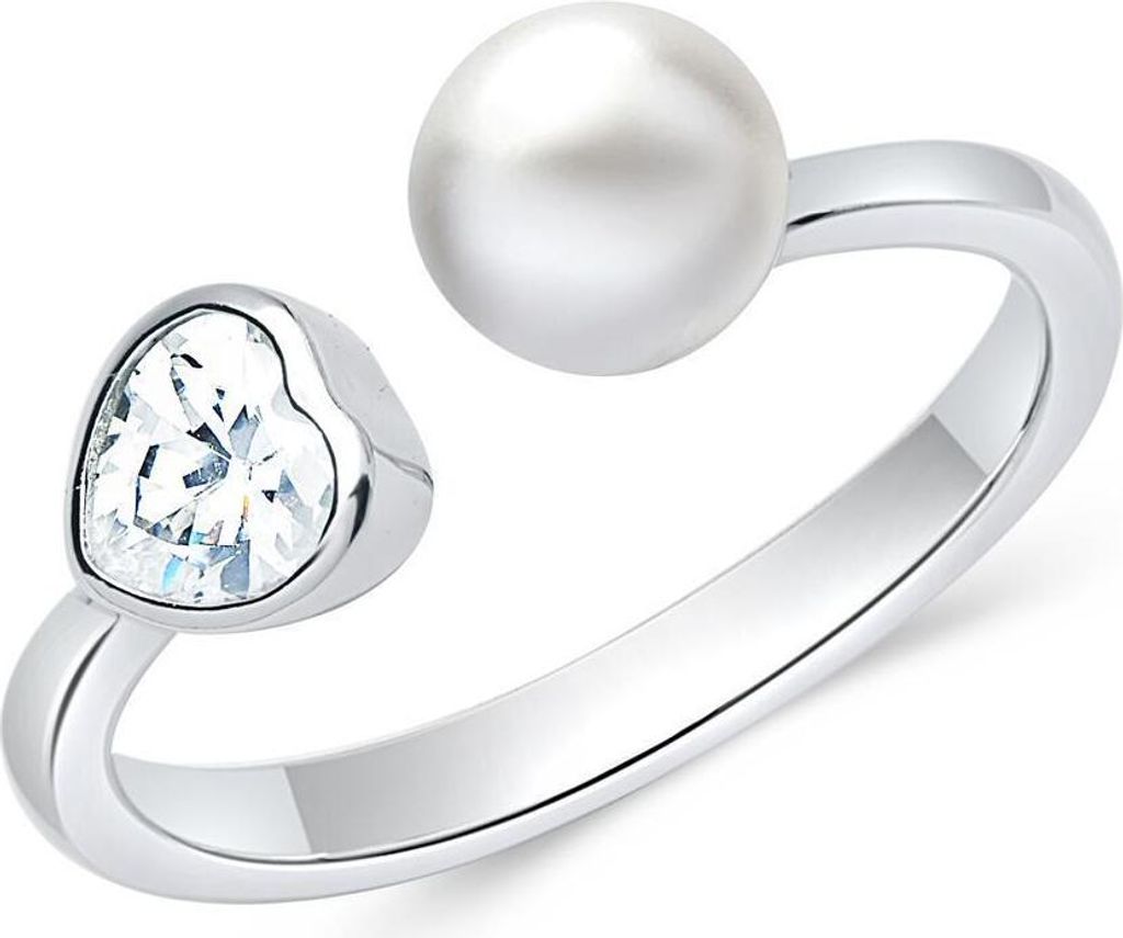 925er silber Ring offen mit Perle und Zirkonia SR0372 (Größe: 50mm)