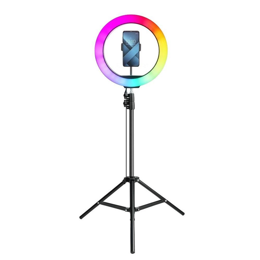 Ring Stream RGB LED-Ring Stream RGB lampe FULL COLOR 12 Zoll mit Telefonhalterung + Stativ