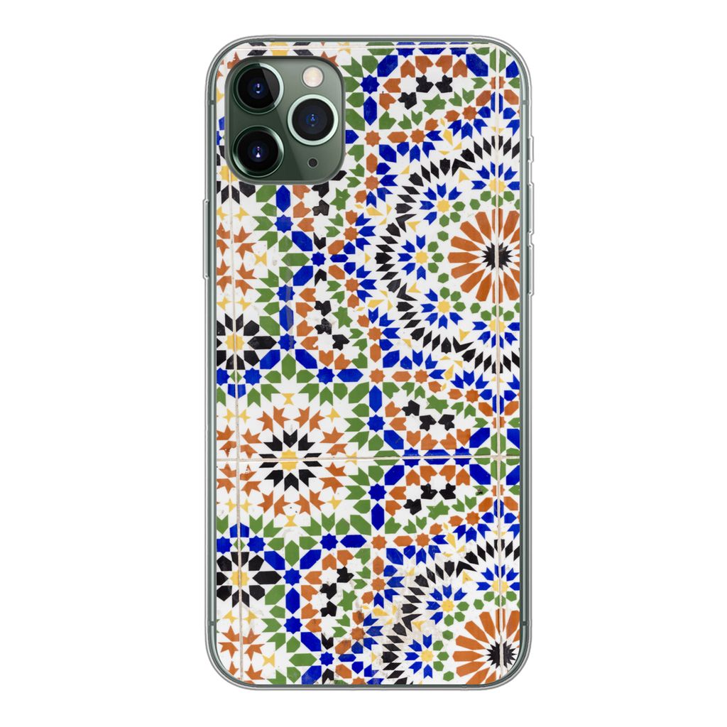 MuchoWow Handyhülle Schutzhülle Hülle für iPhone 11 Pro Max Ein Mosaikdetail mit vielen verschiedenen Formen Silikon Softcase Handy Hülle - ...