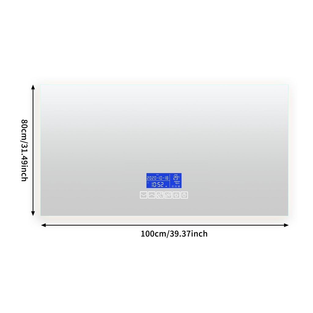 Koupelnové zrcadlo s osvětlením - 100 x 80 cm, LED Obrázek produktu 