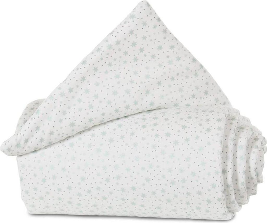 babybay Nestchen Organic Baumwolle passend für Modell Maxi, Boxspring, Comfort und Comfort Plus, weiß Glitzersterne mint