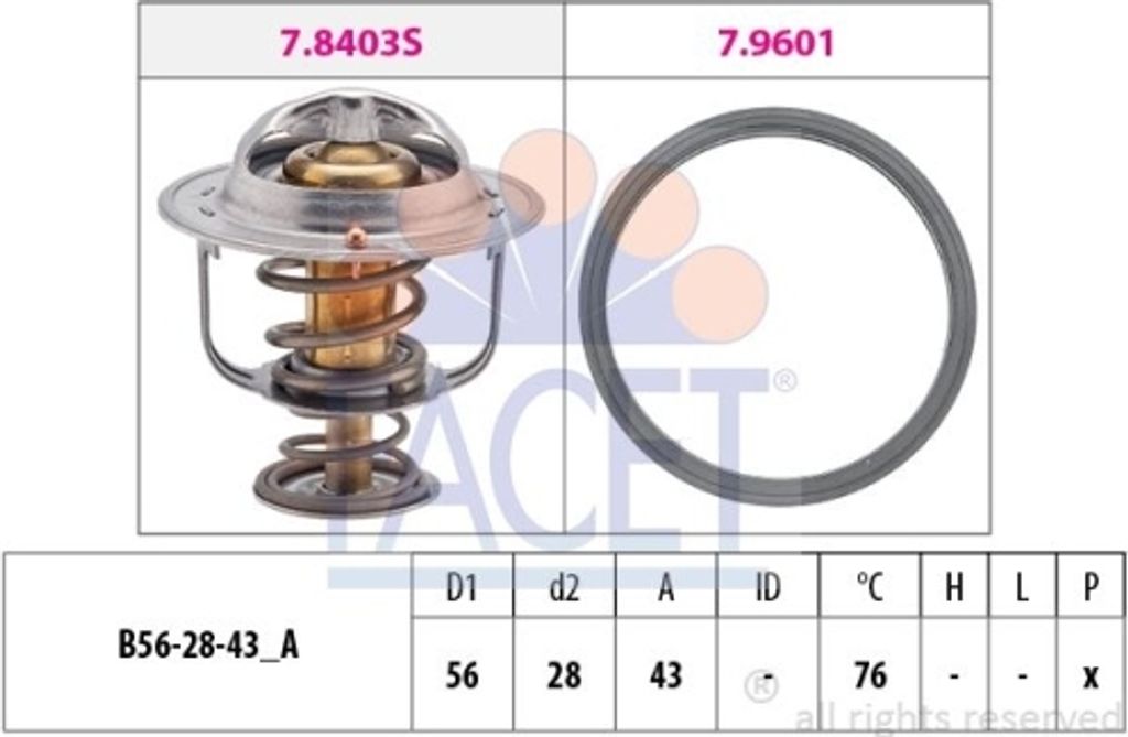 FACET Thermostat Kühlmittel 76°C für FIAT Fullback Pickup (502, 503) für MITSUBISHI PAJERO IV (V8W, V9W)