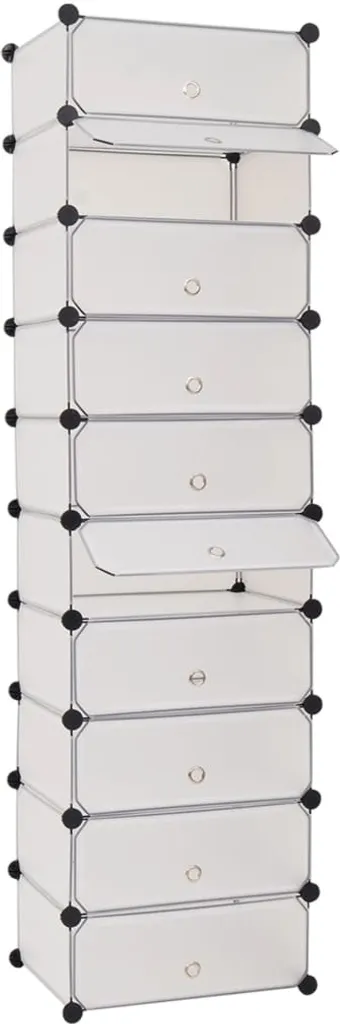 Meuble à chaussures 10 compartiments blanc design pliable compact - 7