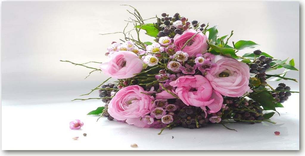 Tulup Leinwandbild - 120x60 cm - Wandkunst - Drucke auf Leinwand - Leinwanddruck - Blumen & Pflanzen - Rosa - Rosen Blumenstrauß