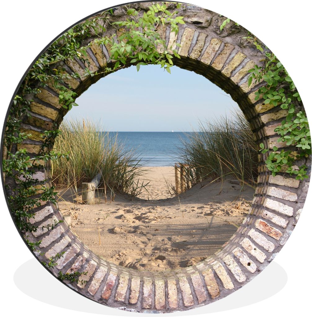 MuchoWow Aluminium Wandkreis Aussicht - Strand - Düne - Sommer Ø 60 cm Wanddeko Modern Wohnzimmer - Wand Kreis - Wandbild - Schlafzimmer - Alum...
