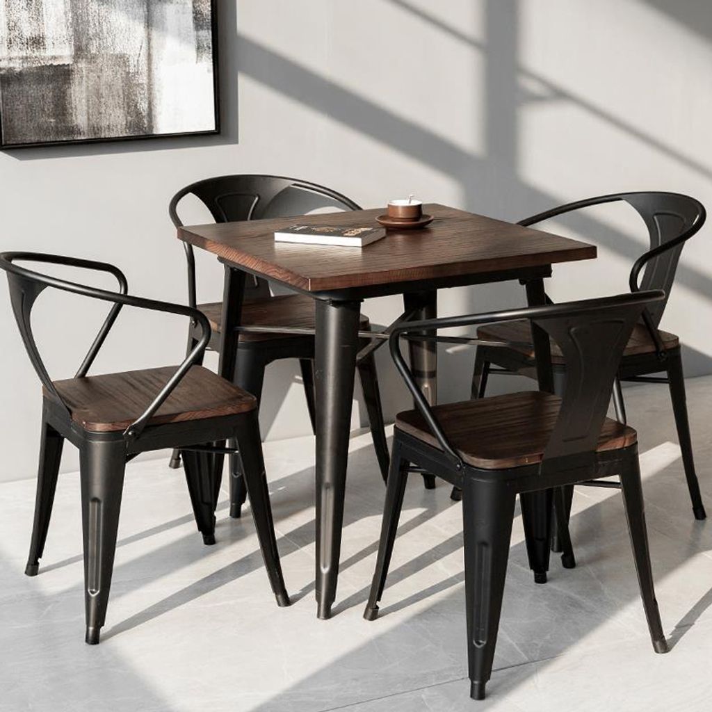 Restaurant-Tisch-Set, Esstisch, Kaffetisch und Stühle, Sessel, Esstisch-Set, 1 * Tisch und 4 * Stuhl L70xB70xH75 cm【ZYTZ4Y-895】