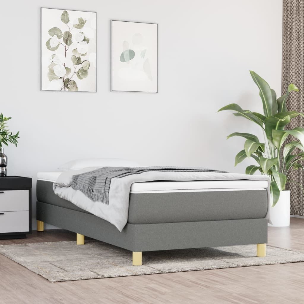"Rabatt" Boxspring-Bettrahmen 2 Personen - Schlafzimmerbett - Dunkelgrau 90x200 cm Stoff - Klassische Betten CC4532