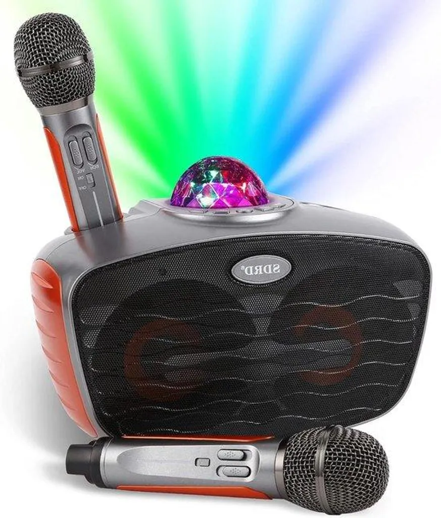 Karaoké Pour Enfants – 2 Micros Sans Fil, Boîtier Bluetooth, 5 Effets Vocaux, Lumières LED – Portable – Cadeau Pour Fêtes Et Famille