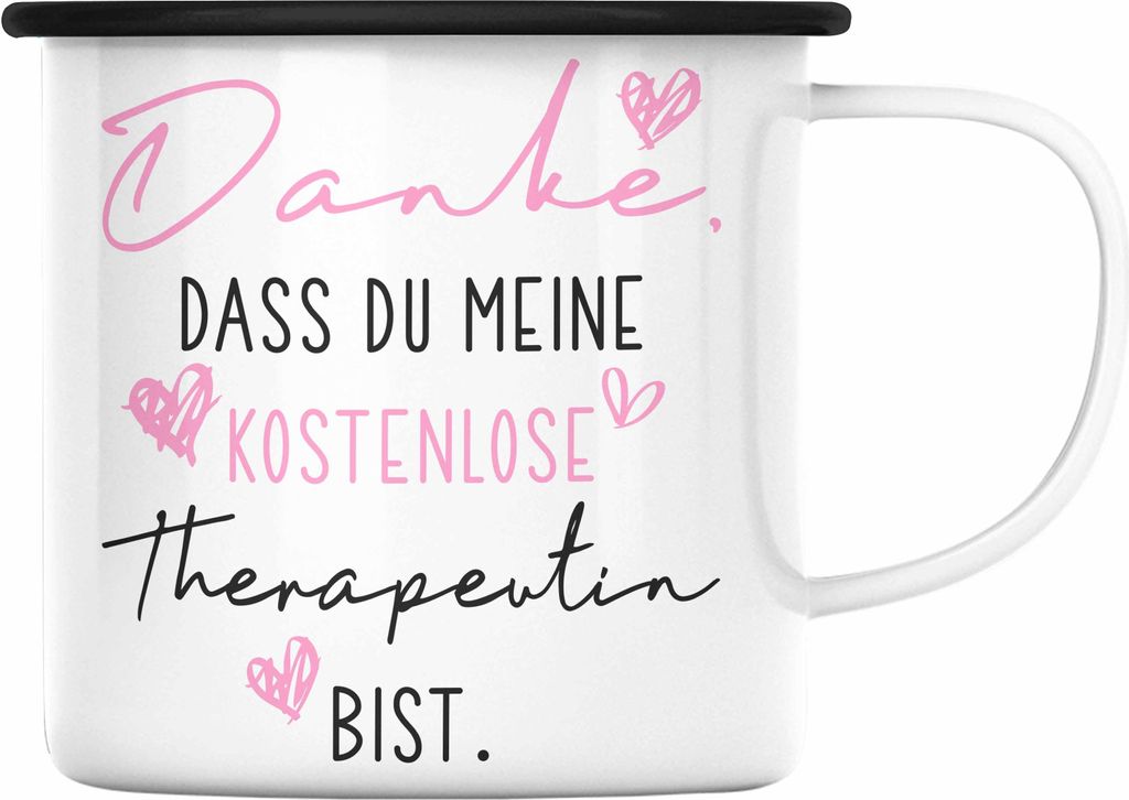 Trendation - Beste Freundin Emaille Tasse Geschenk Beste Freundinnen Geburtstag Lustig Freundinnen Spruch Becher - Danke Dass Du Meine e Therapeuti...