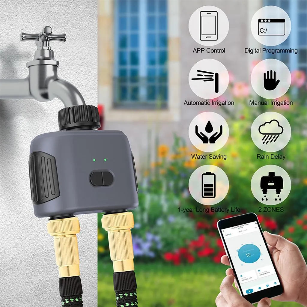 Programmateur d'arrosage connecté 2 voies Bluetooth GDV2 pour jardin BOT