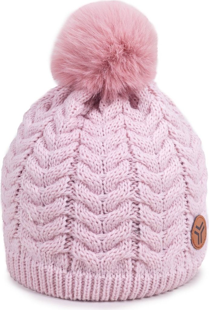 Wintermütze für Mädchen mit Logo-Pompon rosa 50-52 YOCLUB