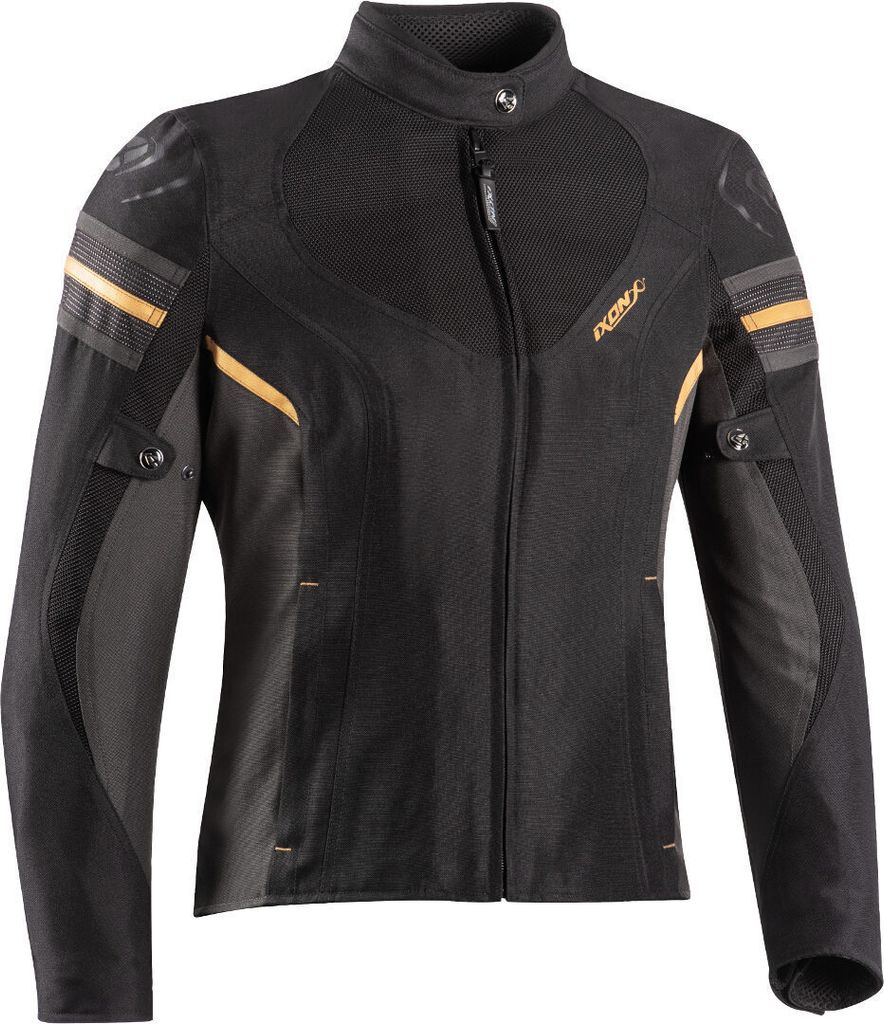 Ixon Ilana Evo Damen Motorrad Textiljacke Farbe: Schwarz/Anthrazit/Gold, Grösse: L