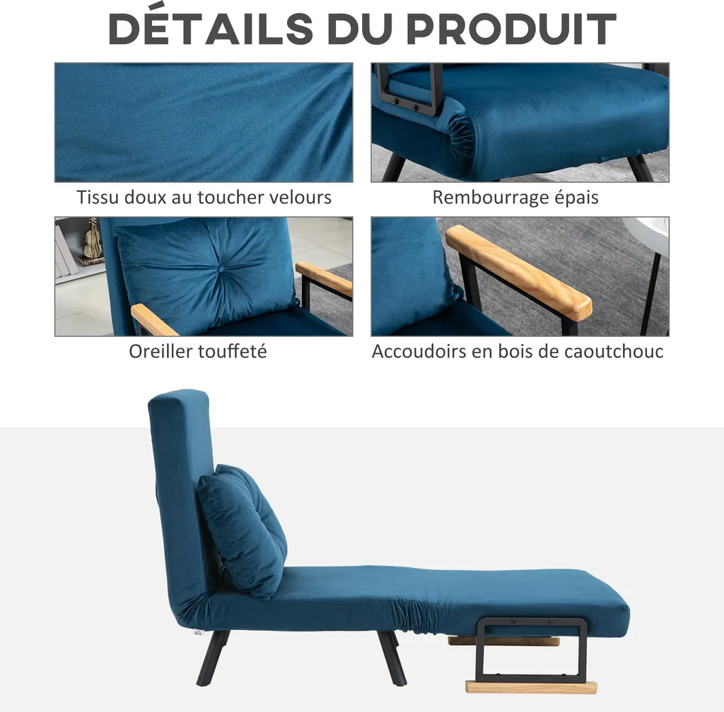 Canapé convertible gain de place pour studio : fauteuil et lit d'appoint