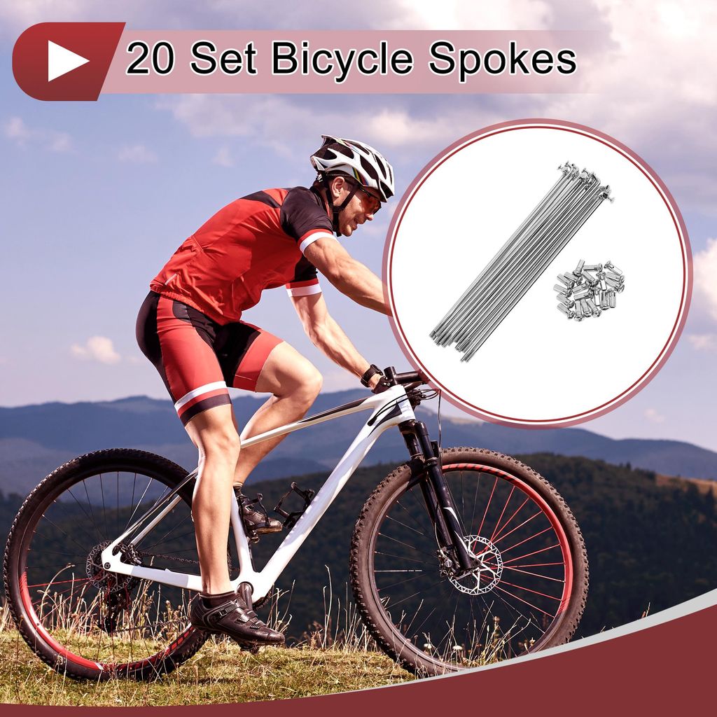 20 Satz 12G Fahrradspeichen 155mm Fahrradspeichen Kohlenstoffstahl Verzinkt Silberton