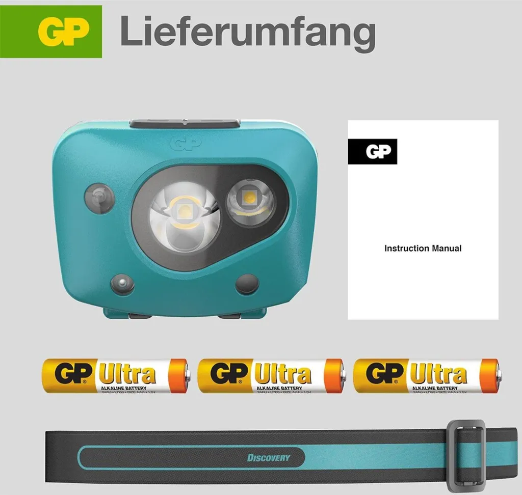 Lampe frontale GP Discovery CH44 - Éclairage LED puissant et ajustable - 21