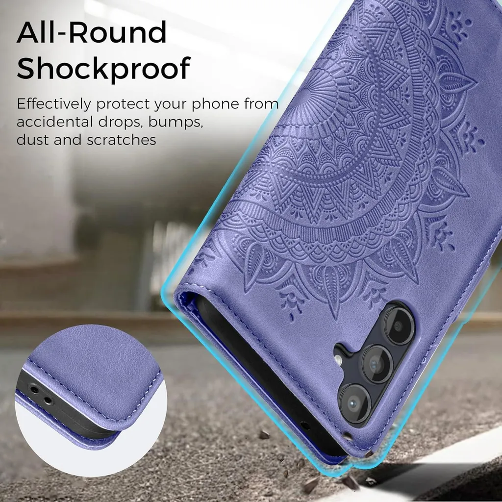 Custodia a portafoglio per Samsung A55 doppia chiusura magnetica - Binfen Color lilla - Italiano