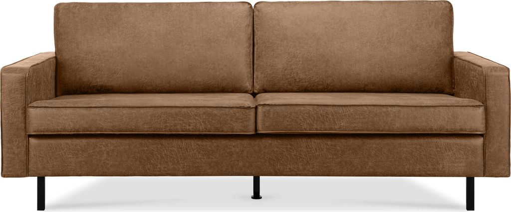 KONSIMO Klassische Dreisitzer-Sofa mit Armlehnen "INVIA", braun, Lederoptik-Stoff, Vintage, 209x87x98cm