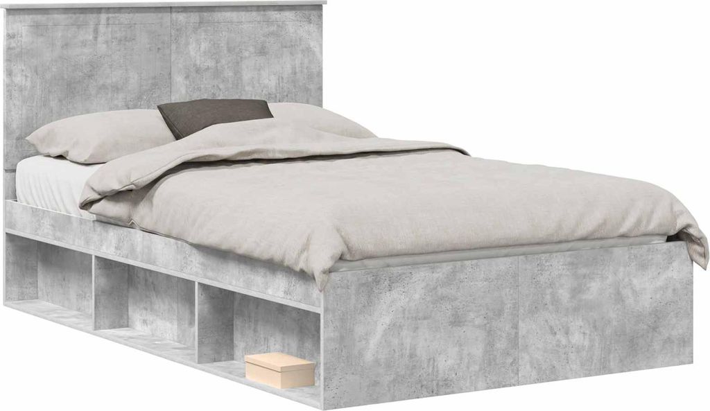 Bettrahmen mit Kopfteil Beton 120 x 200 cm Massives Kiefernholz