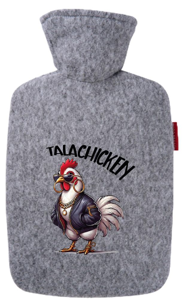 Huuraa Wärmflasche Talachicken Meme Talahon 1,8 Liter Filz Classic Filzbezug Bettflasche Geschenkidee