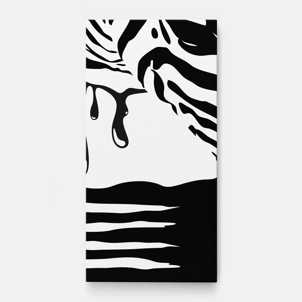 ARTHUB Leinwandbild 50x100 cm, Zebra Eye | Wohnzimmerdekoration, Hängende Bilder, Wanddekoration, Heimdekoration, Moderne, Schwarz-Weiß