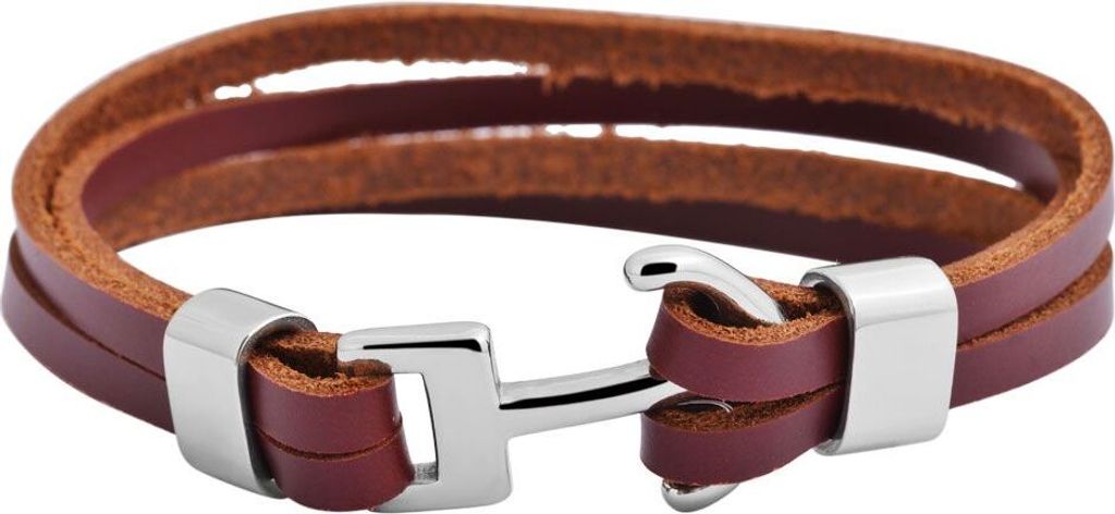 Akzent Lederband braun Armband mit Anker 21 cm