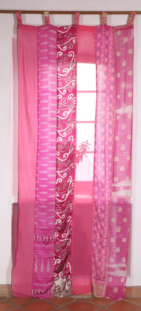 Seidiger Vorhang (1 Stk.) Gardine aus Patchwork Sareestoff, Produktbild 