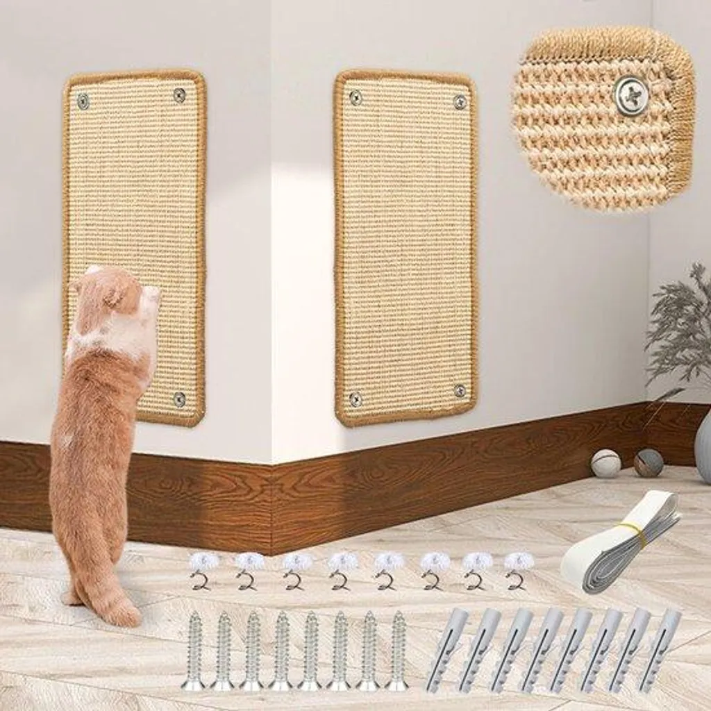 Tapis à griffer en sisal beige pour chat - Double griffoir 50 x 25 cm
