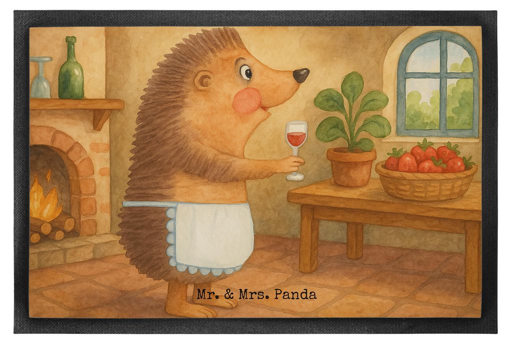 Mr. & Mrs. Panda Fußabtreter Igel Wein Design 50 x 75 cm - Weiß - Geschenk, Weinglas, Lustige Sprüche, Weißwein, Eingangsteppich, Rotwein, Fuss...