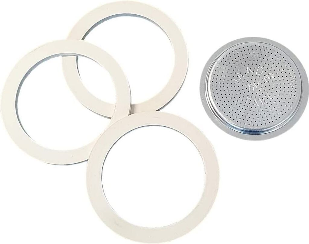 Bialetti 0800032 Dichtungssatz mit 3 Dichtungen und Sieb für Espressokocher