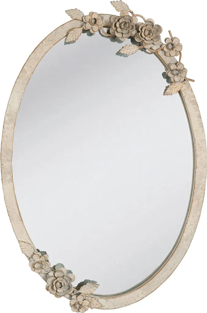 Miroir en verre beige orné de fleurs 35x51 cm Clayre & Eef Vintage