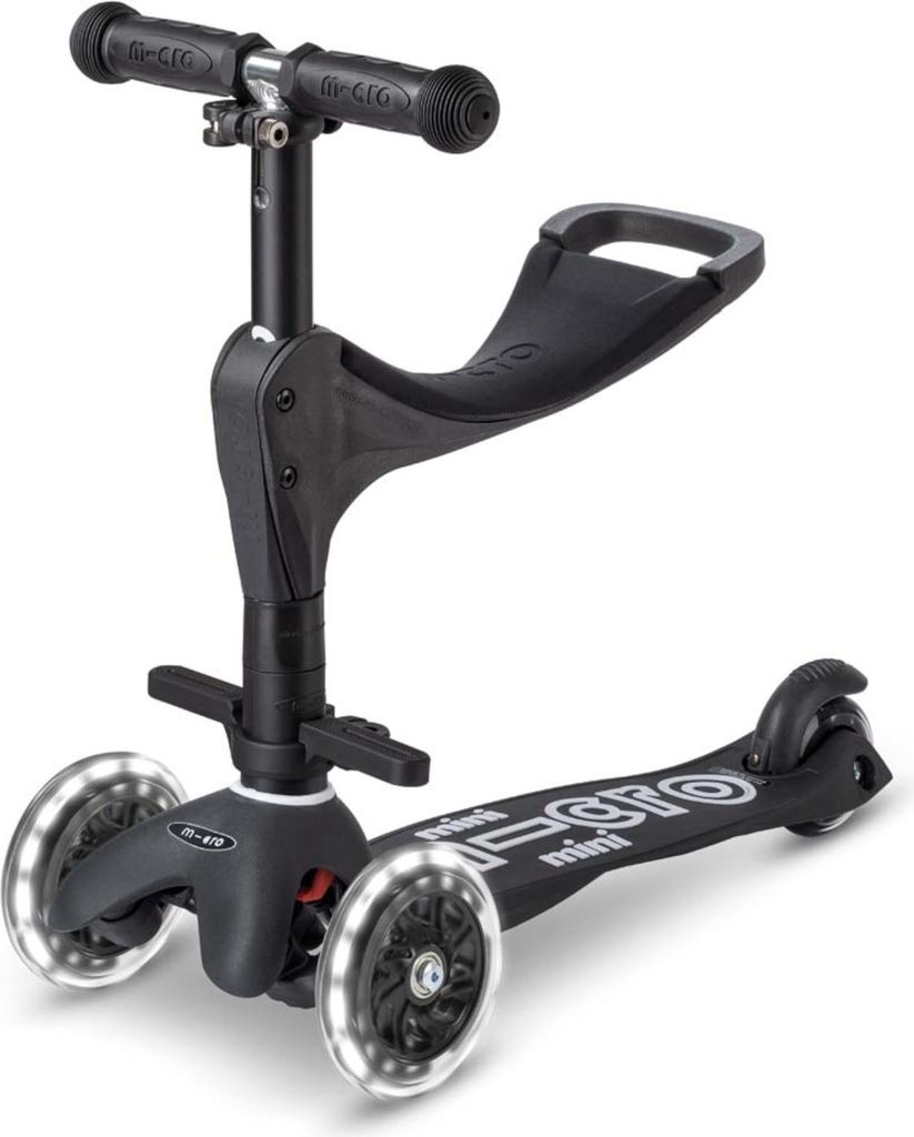Micro Scooter Mini Micro 3in1 Deluxe ECO LED , Schwarz