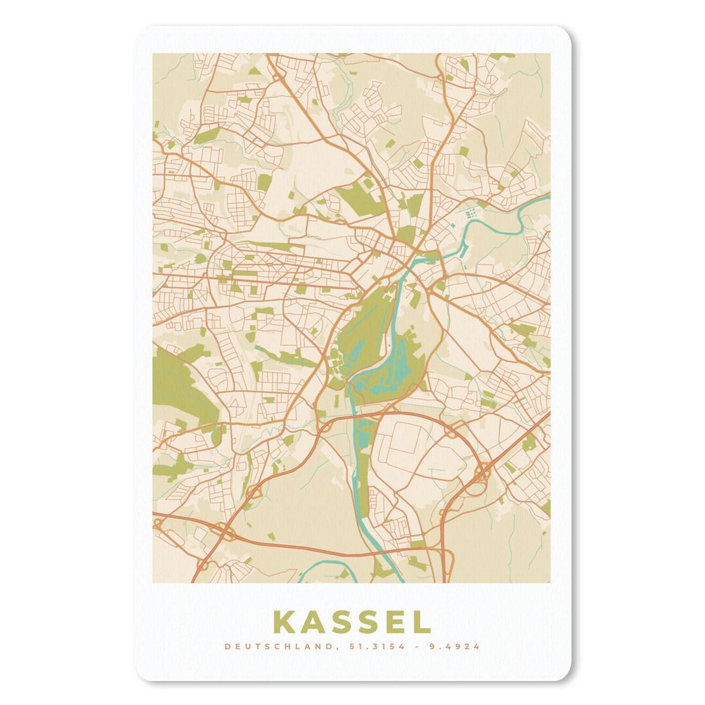 MuchoWow Mauspad Mousepad Stadtplan - Kassel - Vintage - Stadtplan 18x27 cm - Mousepads - Maus Mat - Pad - Mausunterlage